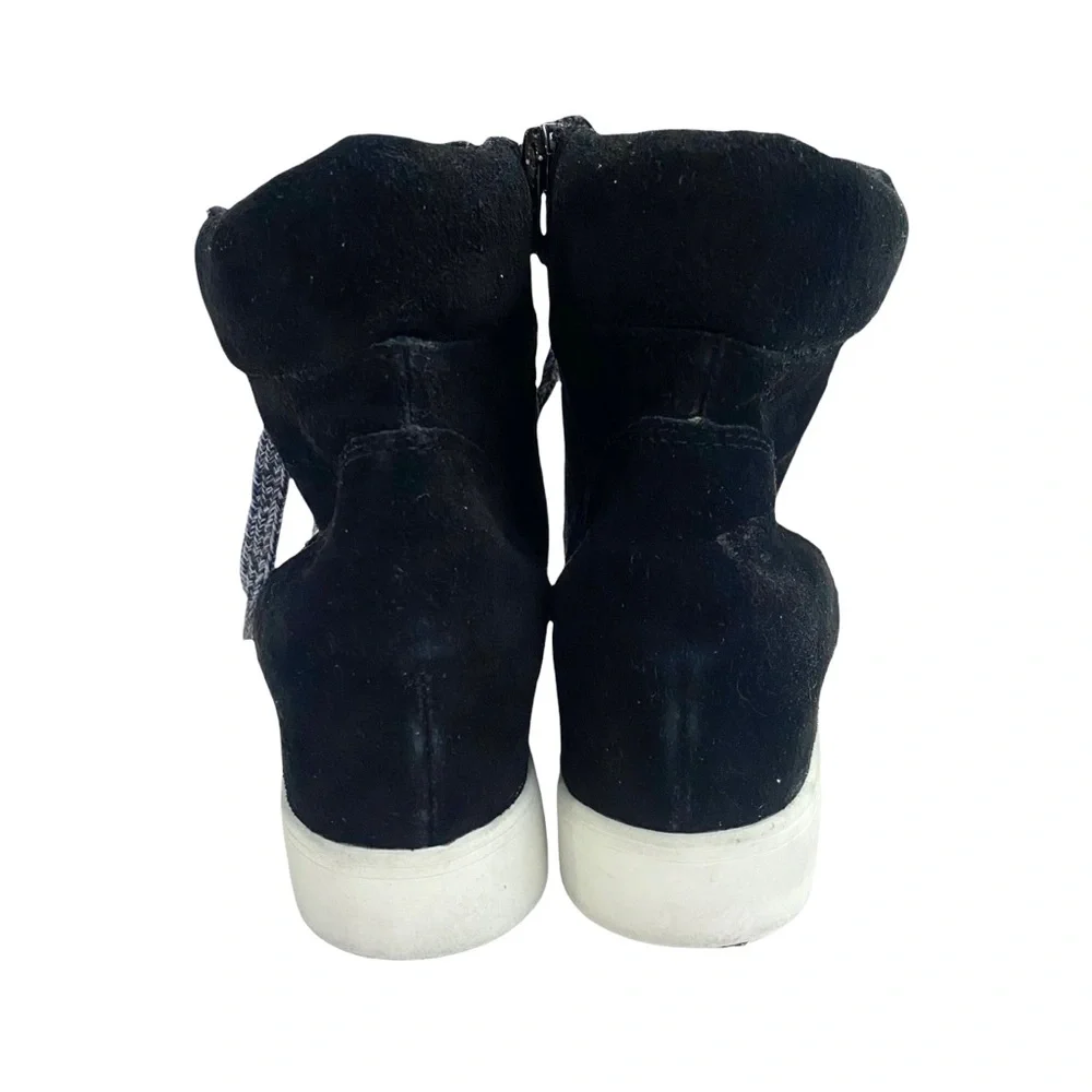Steve Madden Catch Black Genuine Suede Leather Hidden Wedge Sneaker Bootie 6.5 M - Picture 8 of 11